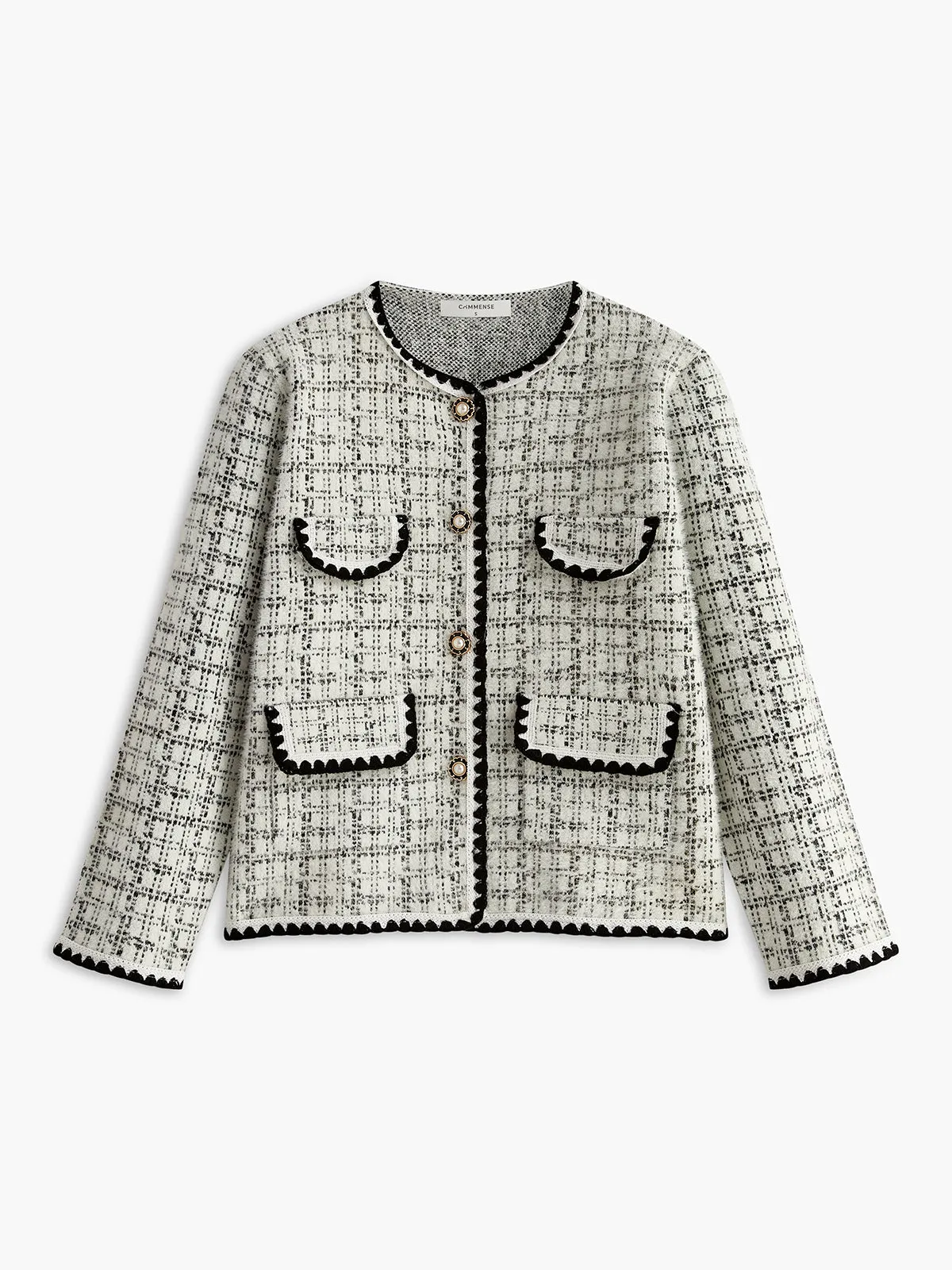 Elegant Checkered Tweed Jacket sold by COMMENSE