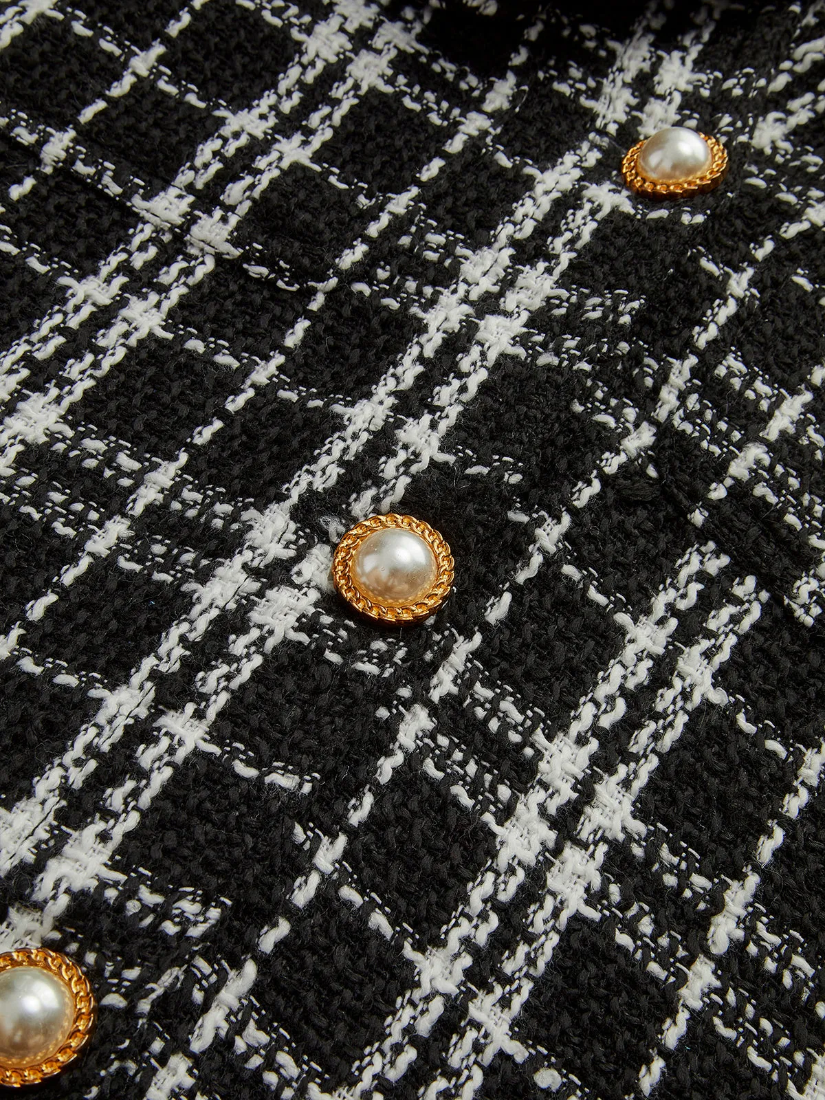 Tweed Plaid Lapel Jacket sold by COMMENSE product image thumbnail 3