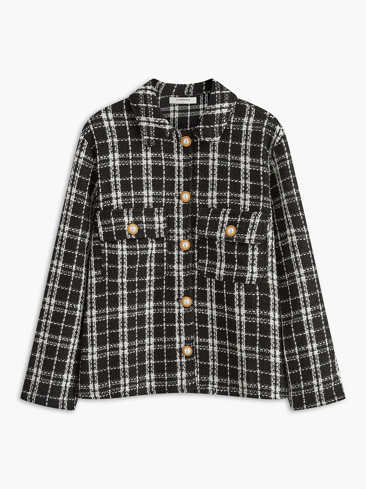 Tweed Plaid Lapel Jacket sold by COMMENSE