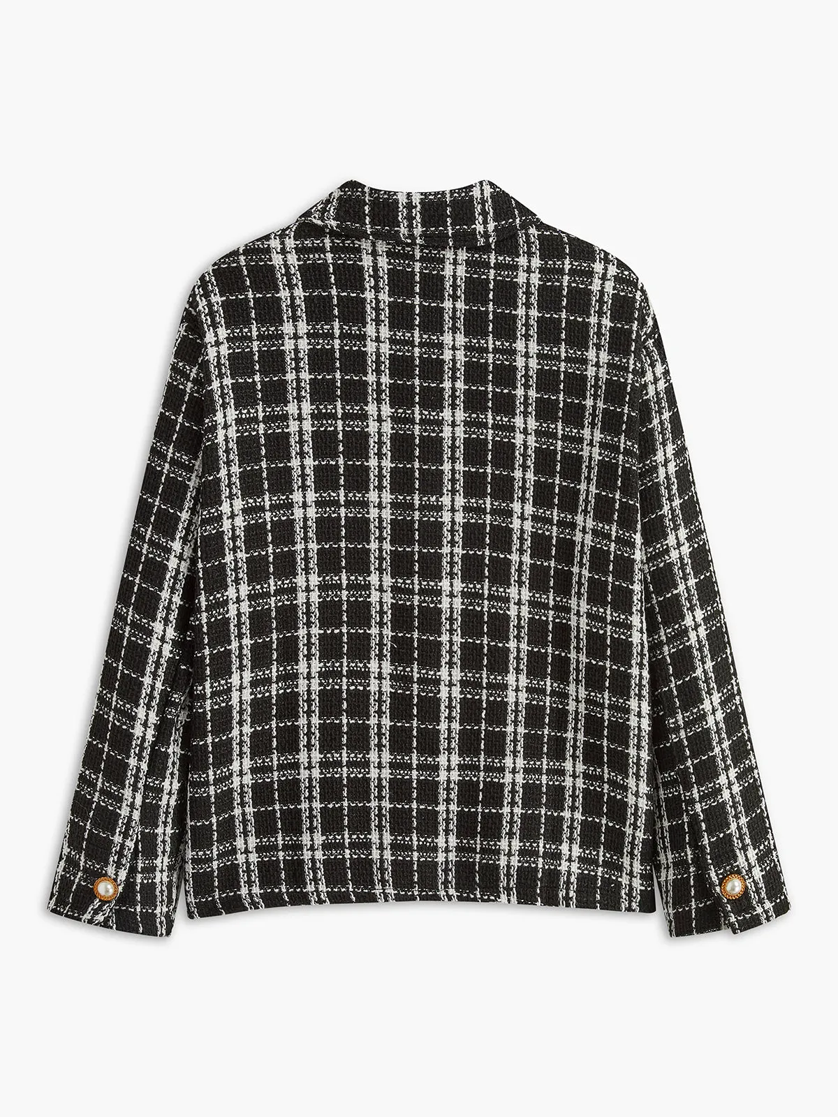 Tweed Plaid Lapel Jacket sold by COMMENSE product image thumbnail 2