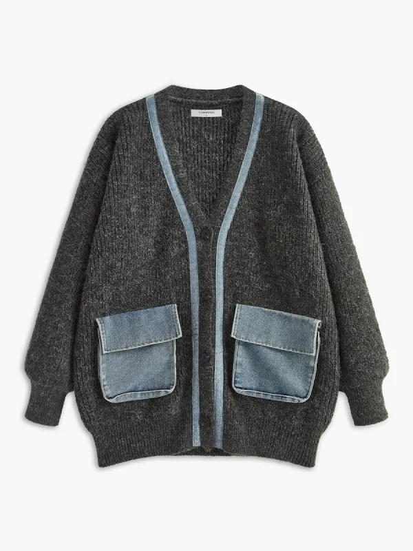 Ribbed Cozy Panel Cardigan sold by COMMENSE
