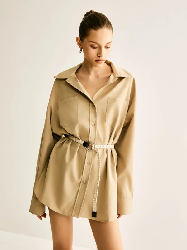 Plain Lapel Lariat-Belted Dress sold by COMMENSE