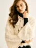 Tie Neck Fuzzy Blazer sold by COMMENSE