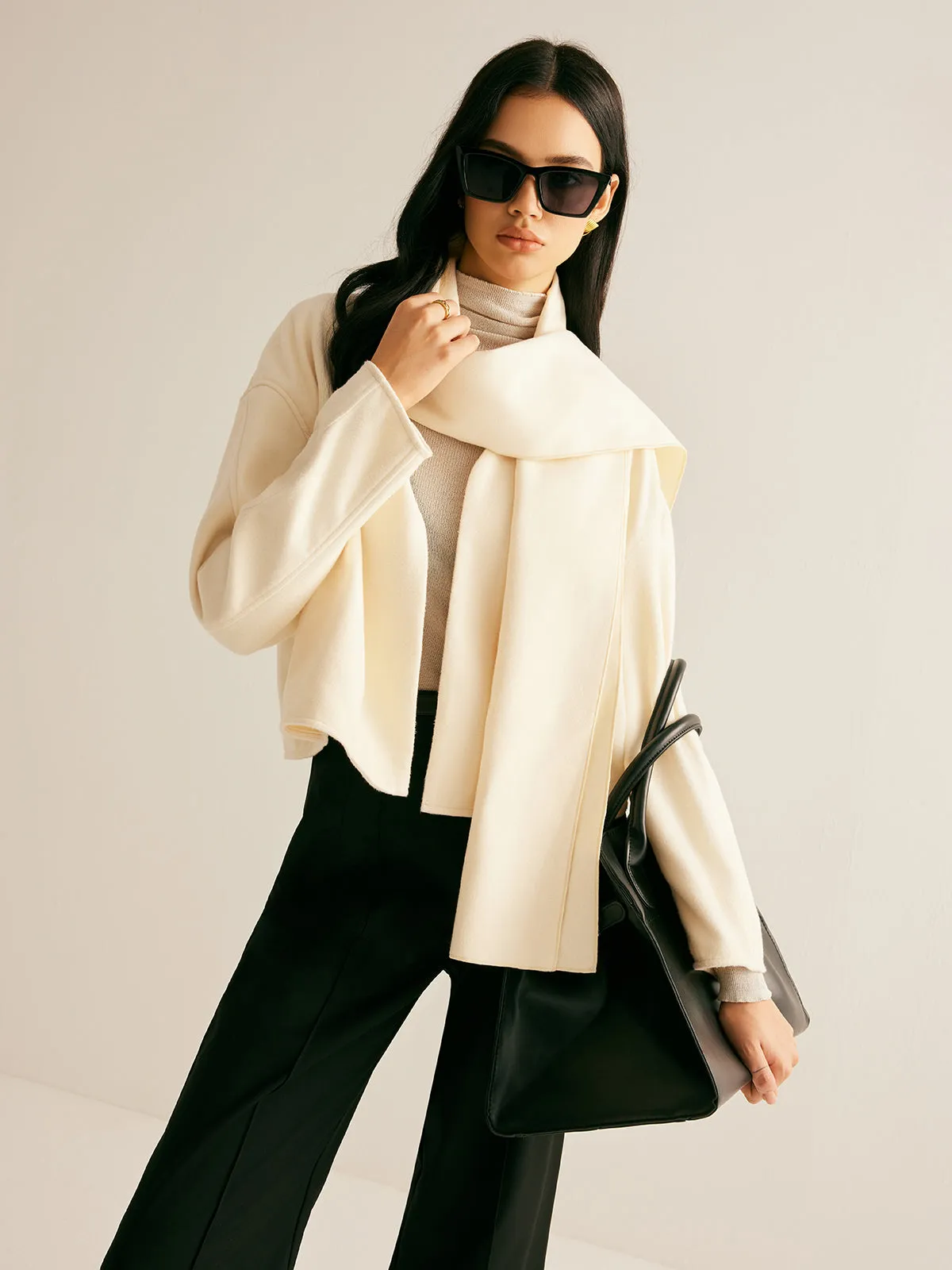 Plain Short Coat With Scarf sold by COMMENSE product image thumbnail 4