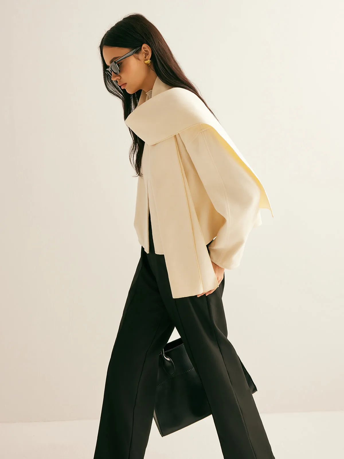 Plain Short Coat With Scarf sold by COMMENSE product image thumbnail 5