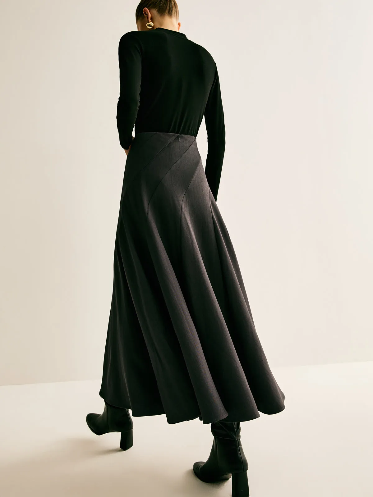 Piping Pleated Zipper Skirt sold by COMMENSE product image thumbnail 3