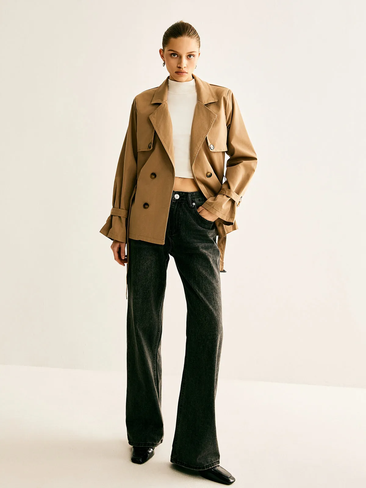Lapel Buckle-Belted Trench Coat sold by COMMENSE product image thumbnail 2