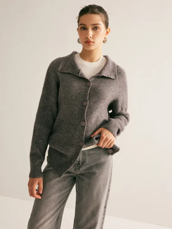 Ribbed Button Down Lapel Cardigan sold by COMMENSE