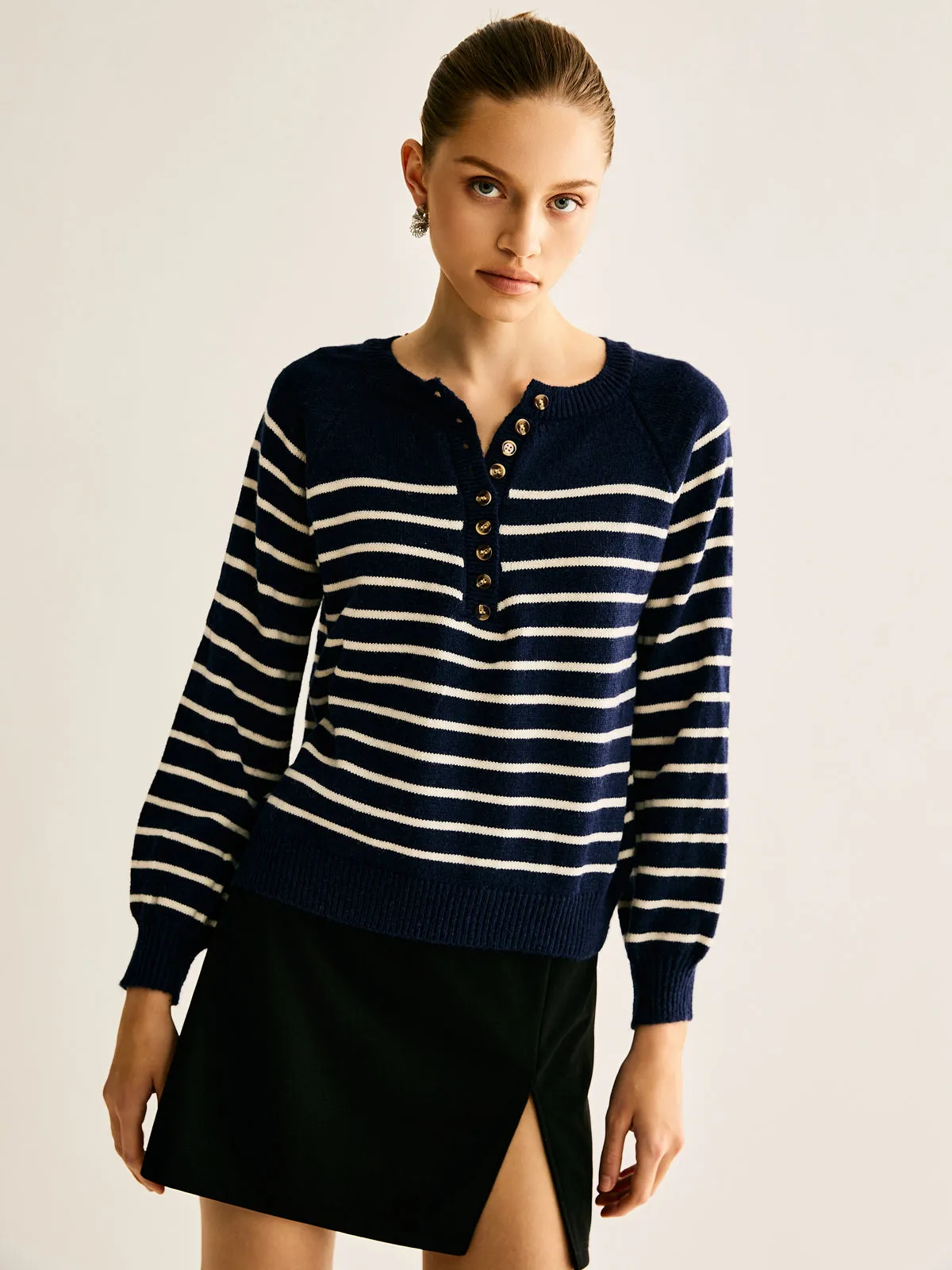 Botton Striped Knit Top sold by COMMENSE product image thumbnail 3