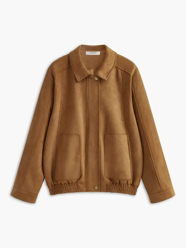 Suede Zipper Shift Jacket sold by COMMENSE