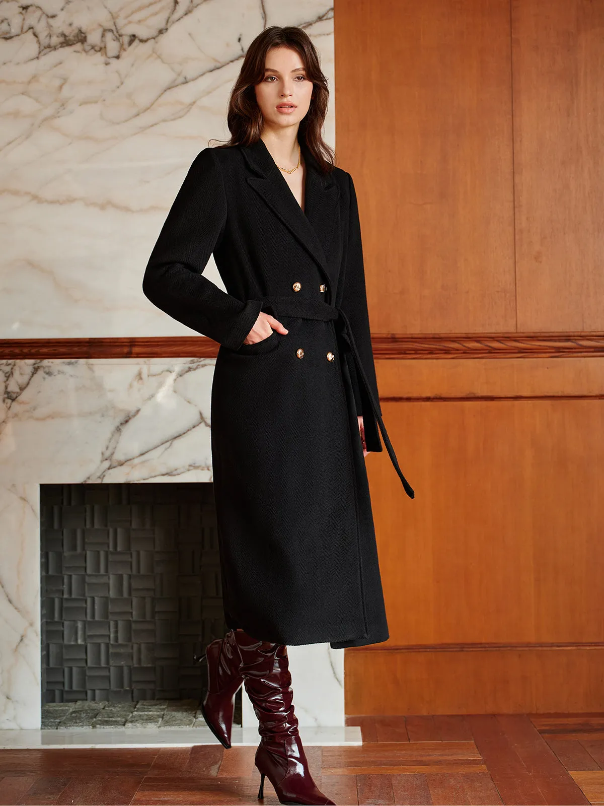 Elegant Lapel Belted Coat sold by COMMENSE product image thumbnail 5