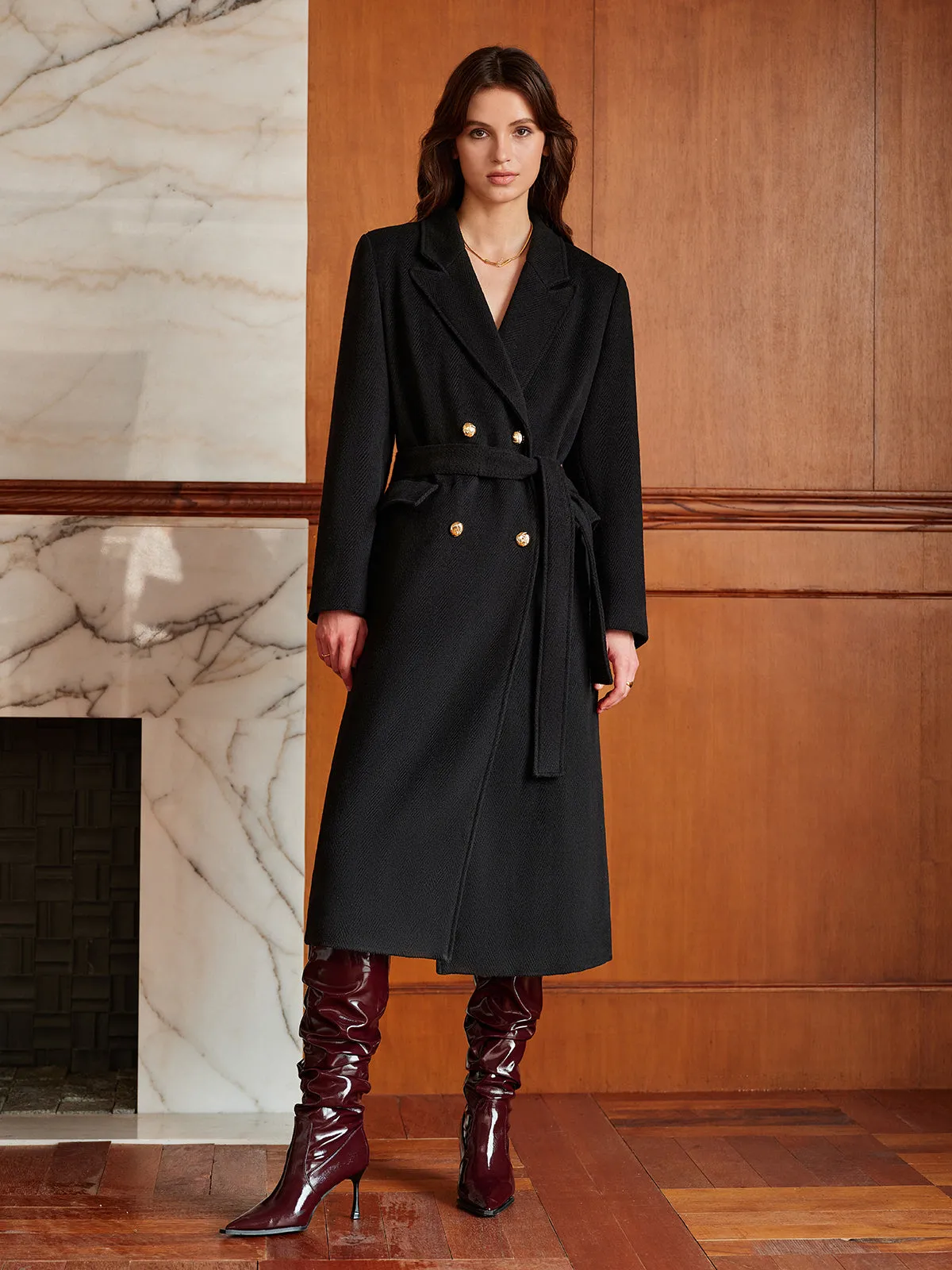 Elegant Lapel Belted Coat sold by COMMENSE product image thumbnail 3