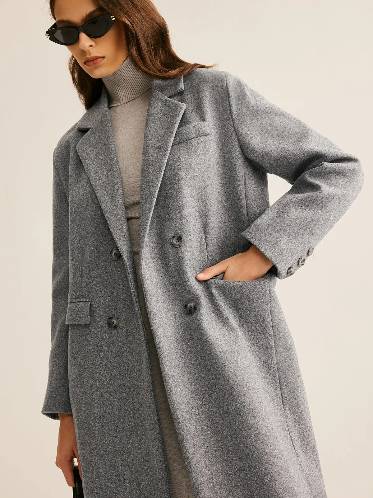 Lapel Pockets Long Coat sold by COMMENSE product image thumbnail 3