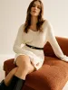 Wool-Blend V-Neck Sweater Dress Without Belt sold by COMMENSE