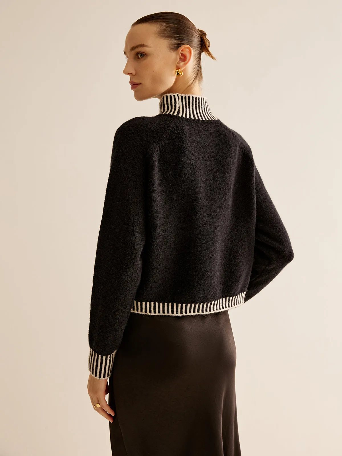 Mock Neck Contrast Pinstripe Sweater sold by COMMENSE product image thumbnail 5
