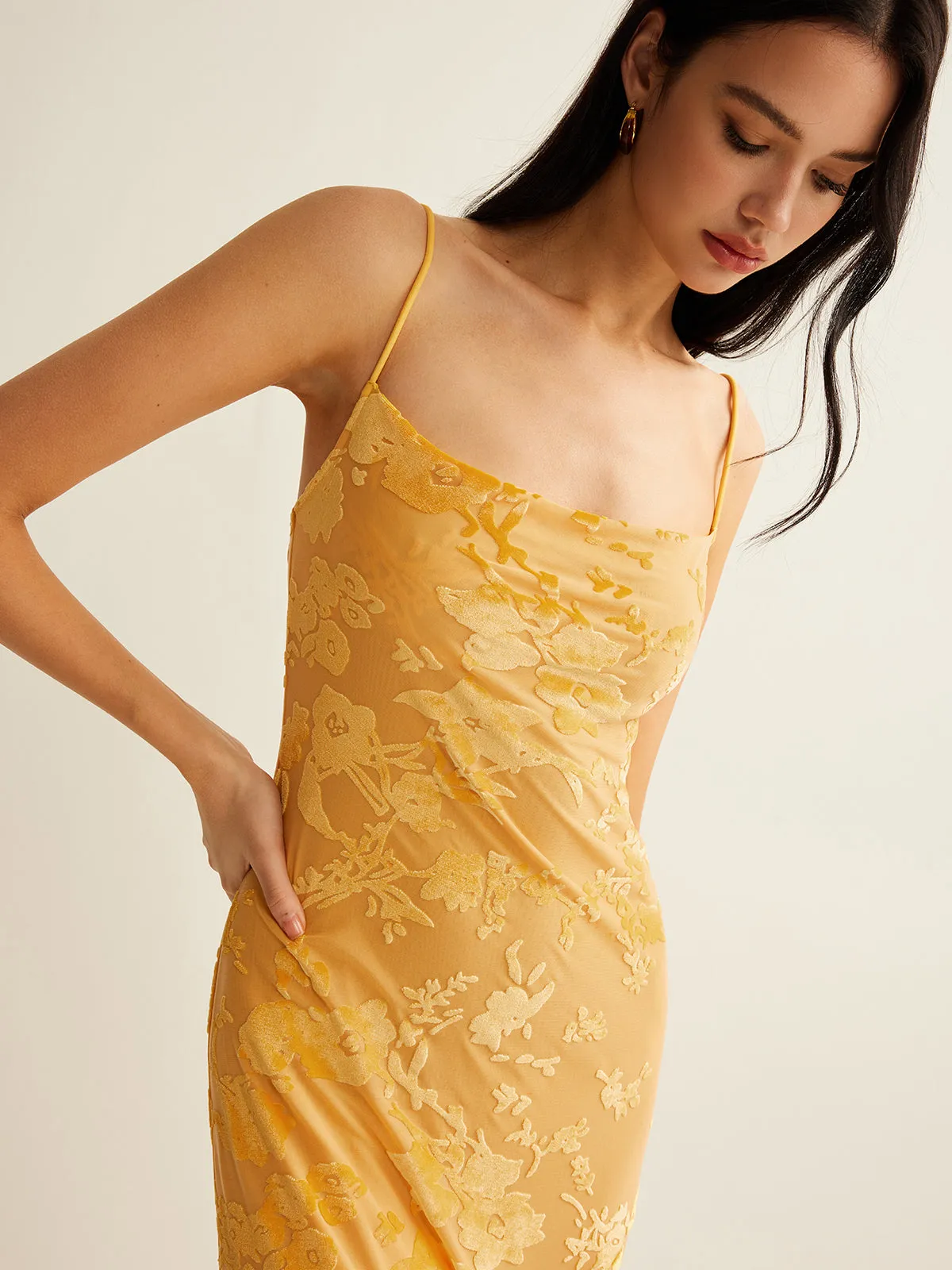 Cowl Neck Velvet Cami Dress sold by COMMENSE product image thumbnail 3