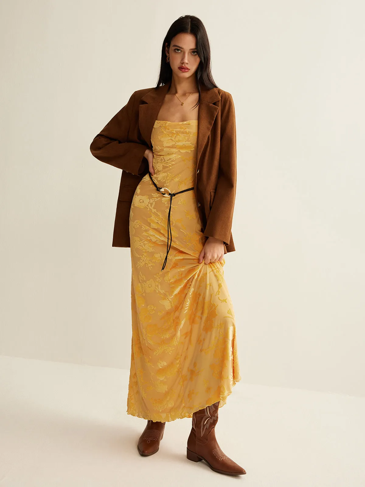 Cowl Neck Velvet Cami Dress sold by COMMENSE