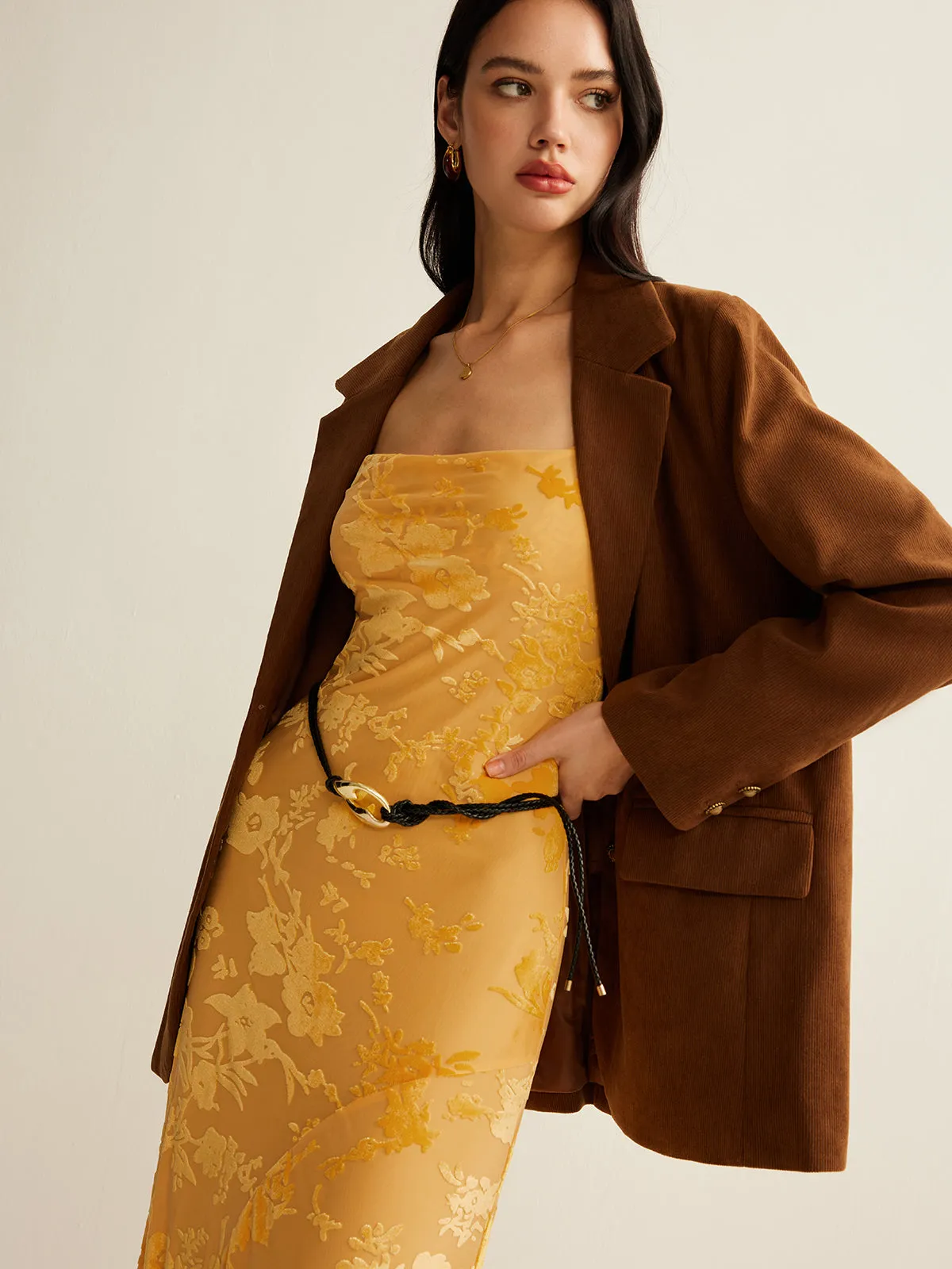 Cowl Neck Velvet Cami Dress sold by COMMENSE product image thumbnail 5