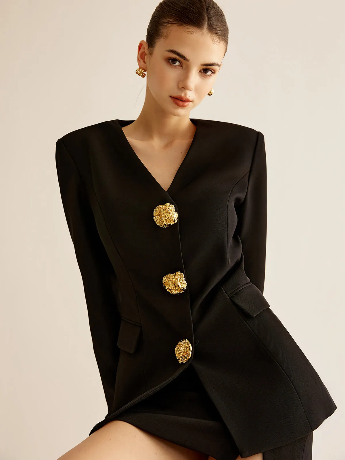 Metal-Button Slim Blazer sold by COMMENSE product image thumbnail 3