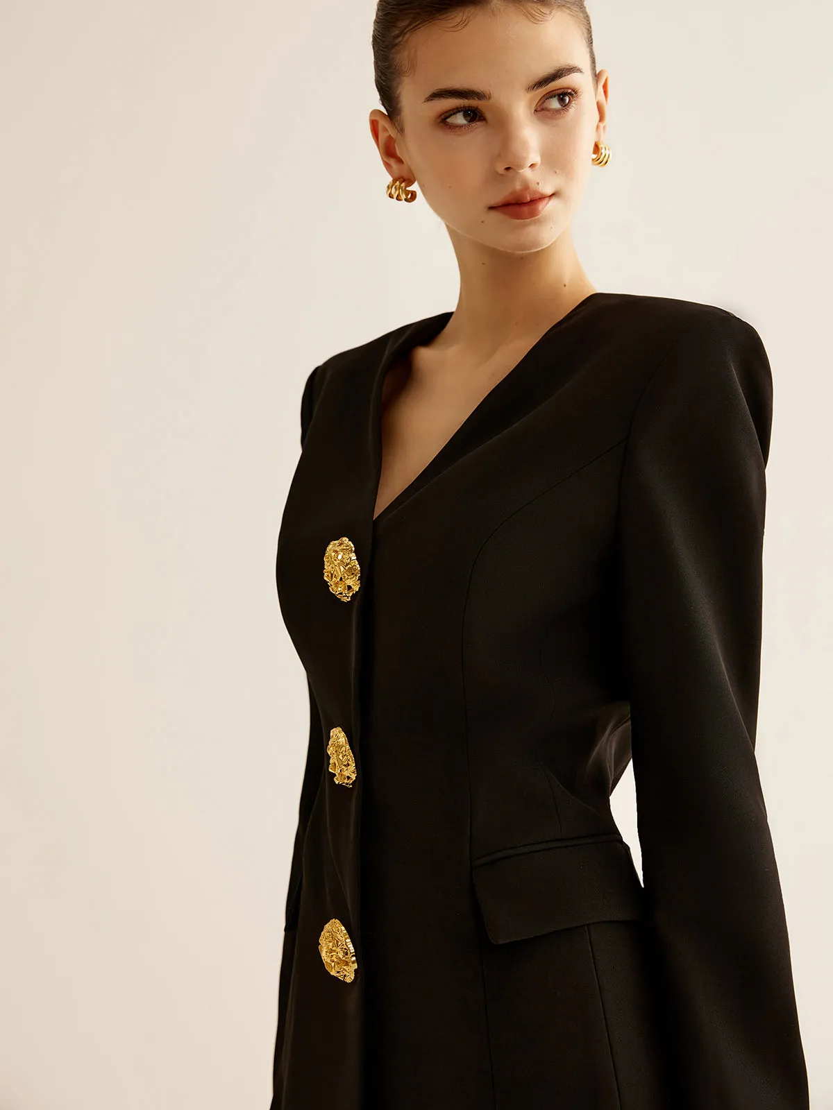 Metal-Button Slim Blazer sold by COMMENSE product image thumbnail 5