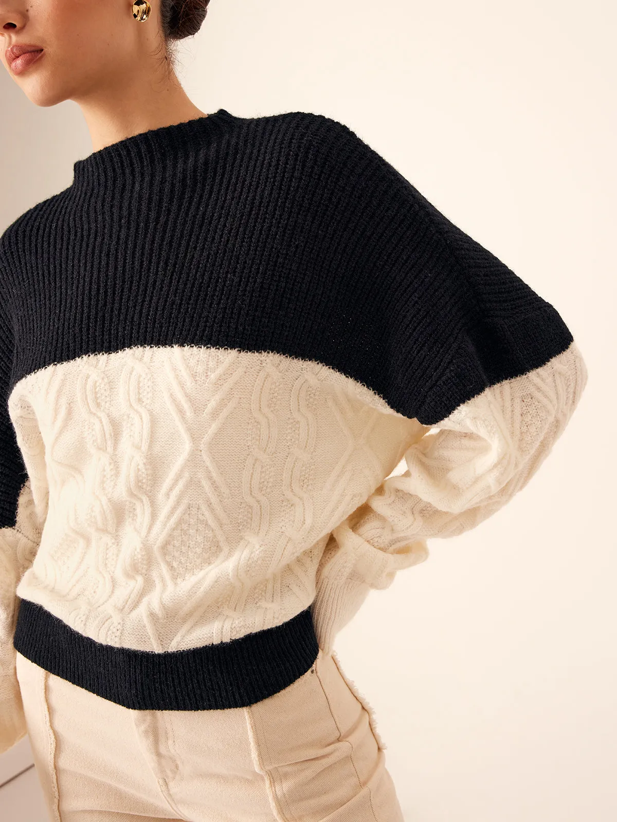 Color Block Shift Sweater sold by COMMENSE product image thumbnail 5