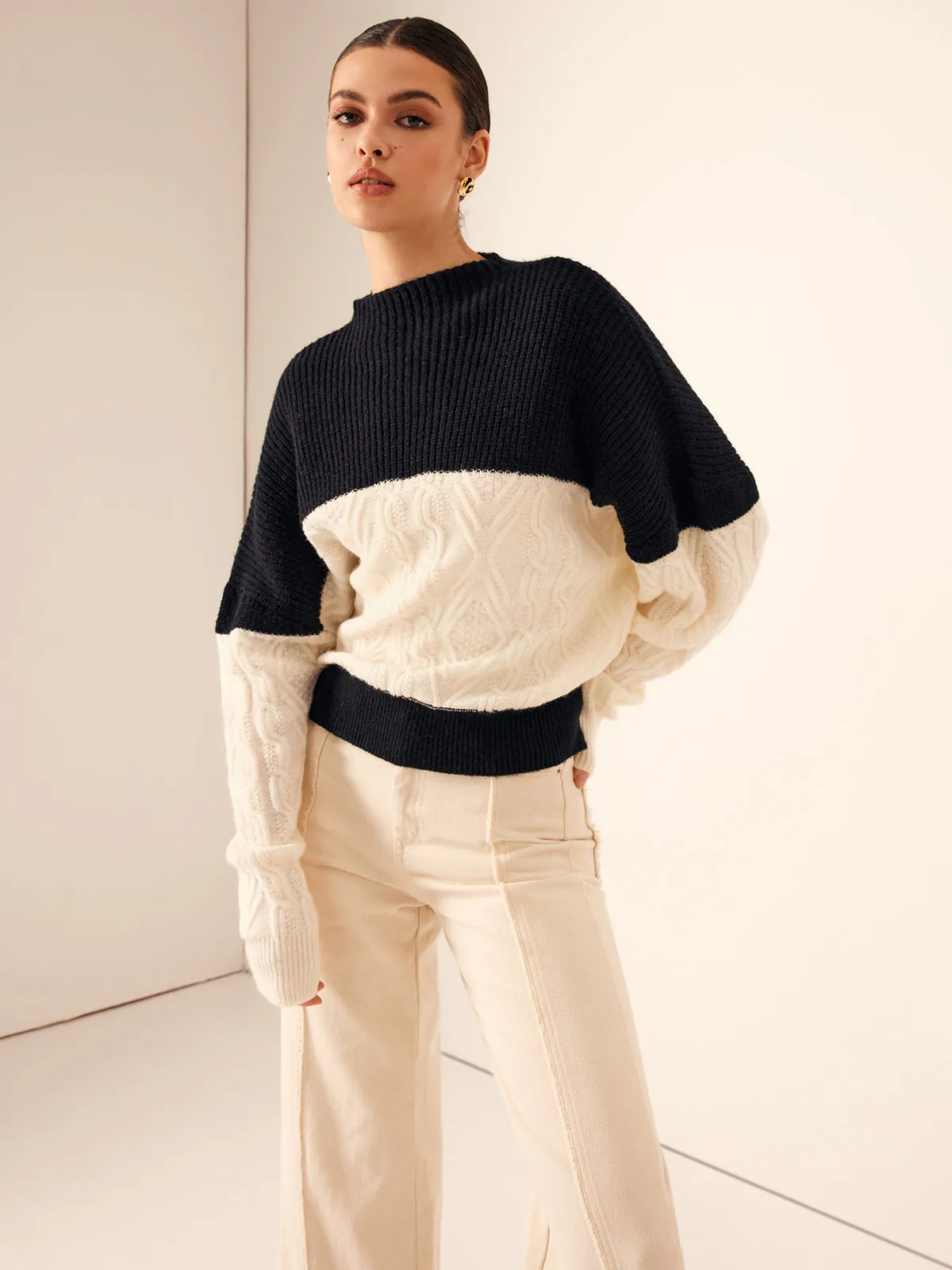 Color Block Shift Sweater sold by COMMENSE product image thumbnail 2