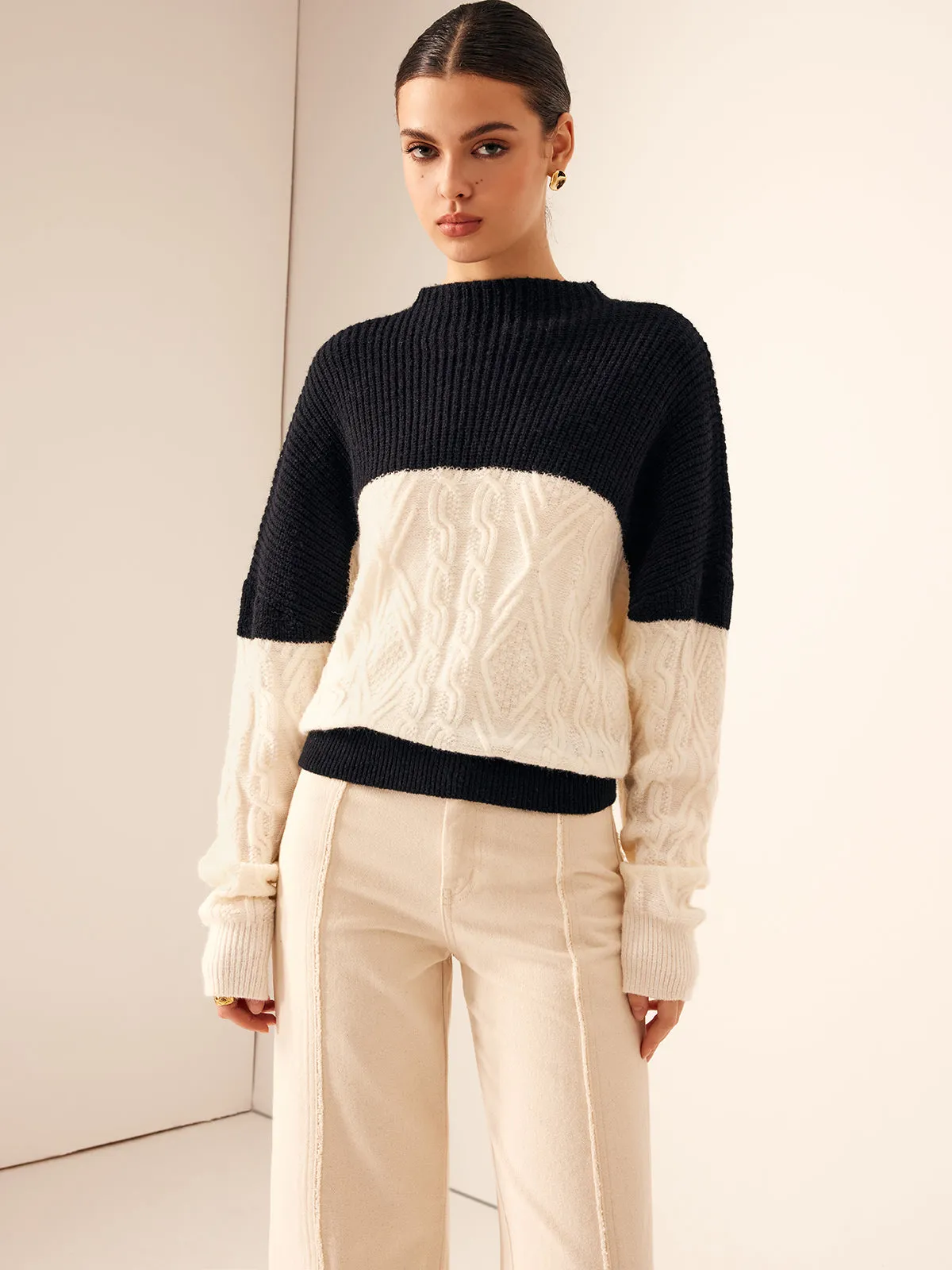 Color Block Shift Sweater sold by COMMENSE product image thumbnail 3