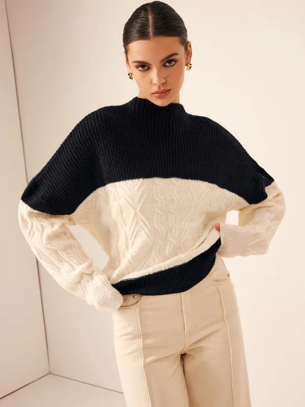 Color Block Shift Sweater sold by COMMENSE