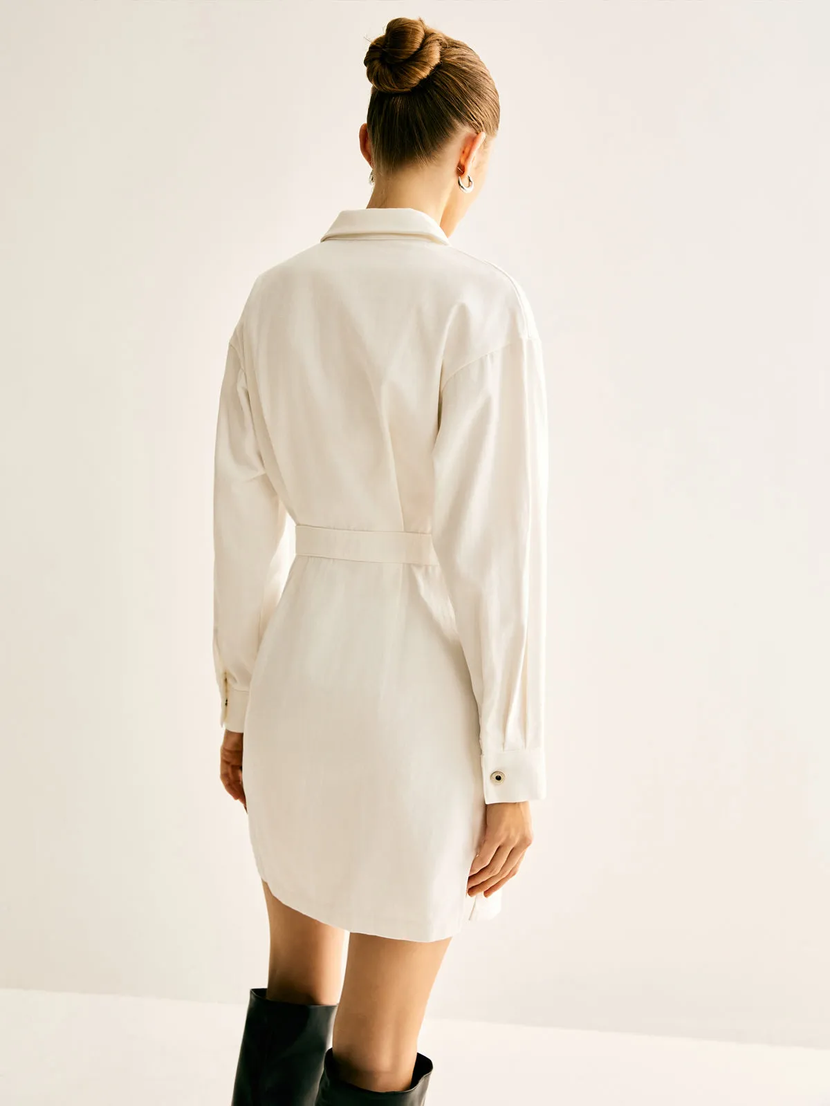 Cotton Breasted Cinched Dress sold by COMMENSE product image thumbnail 4