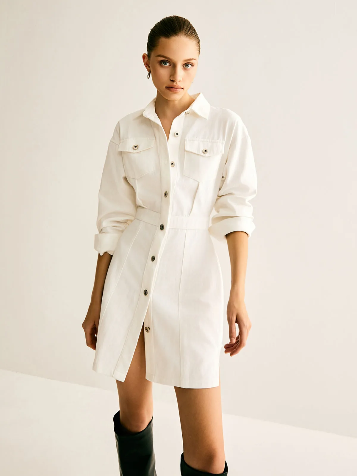 Cotton Breasted Cinched Dress sold by COMMENSE