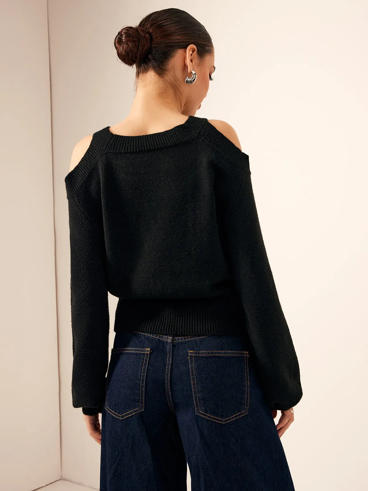 Plain Cutout Cinched Sweater sold by COMMENSE product image thumbnail 5