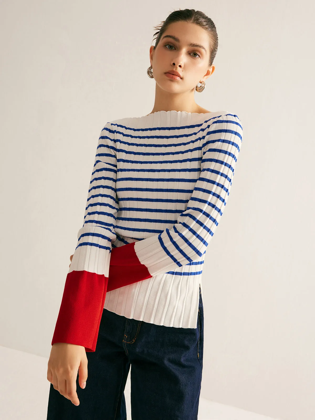 Color Block Striped Sweater sold by COMMENSE product image thumbnail 4