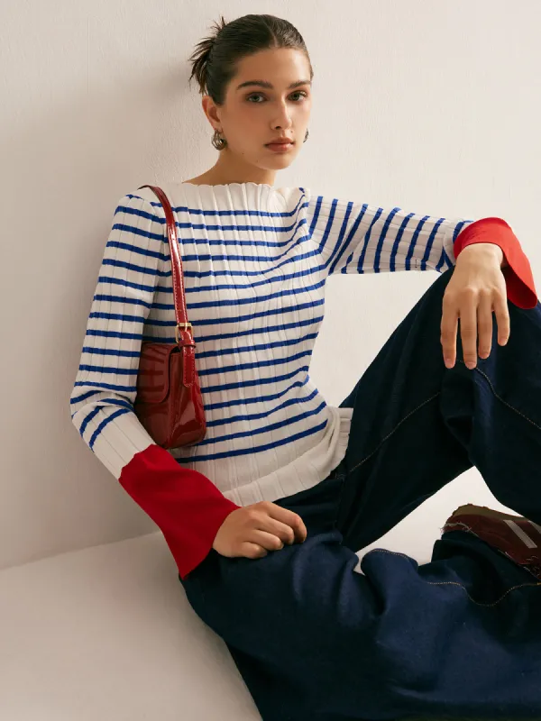 Color Block Striped Sweater sold by COMMENSE