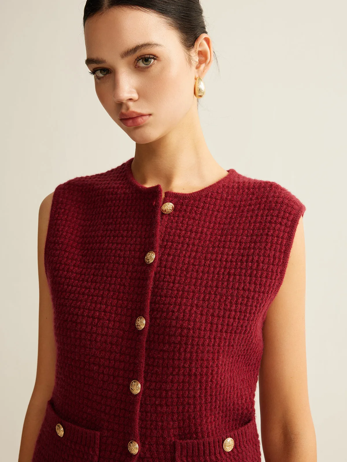 Button Down Cozy Sweater Vest sold by COMMENSE product image thumbnail 2