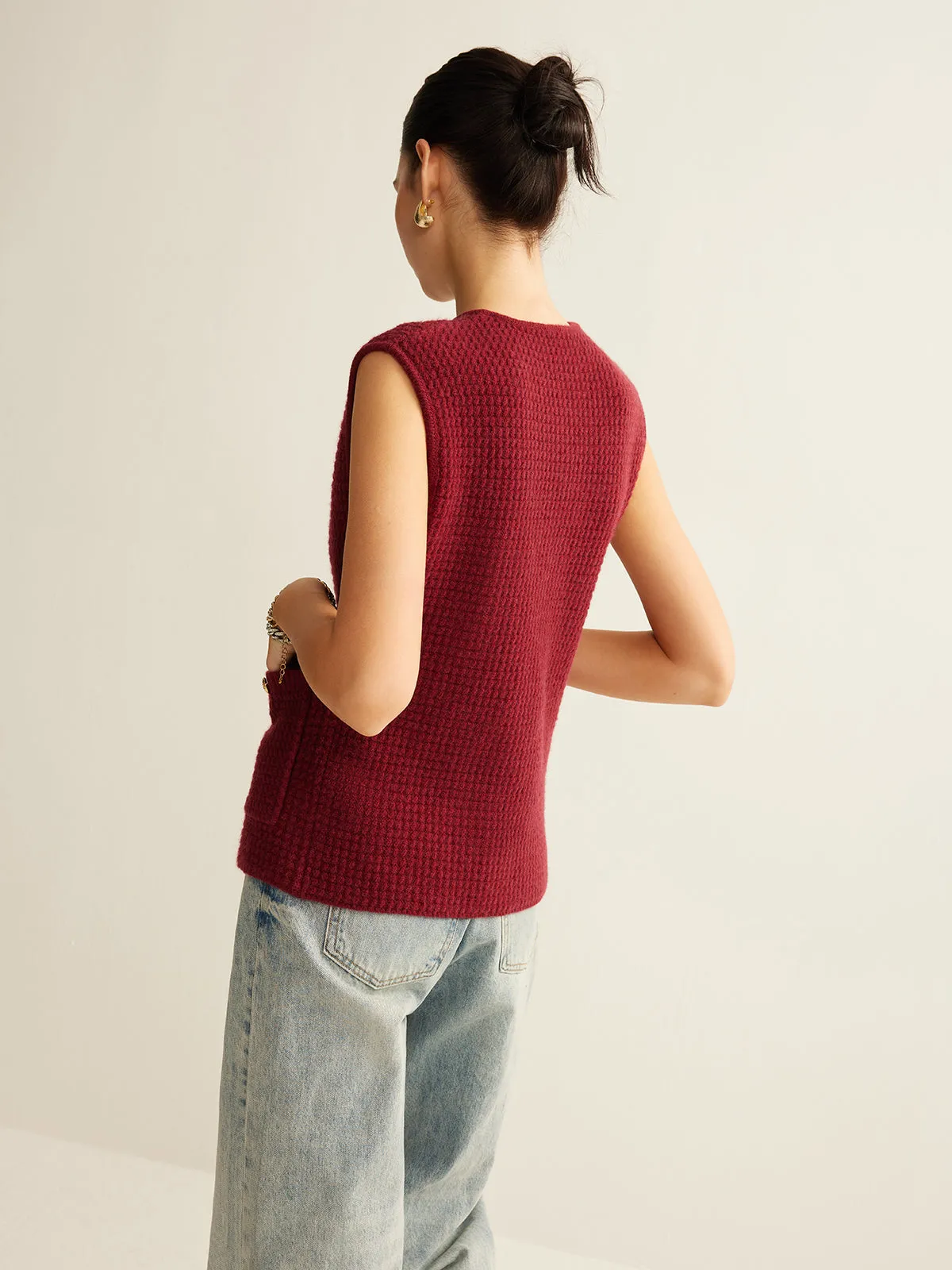 Button Down Cozy Sweater Vest sold by COMMENSE product image thumbnail 4