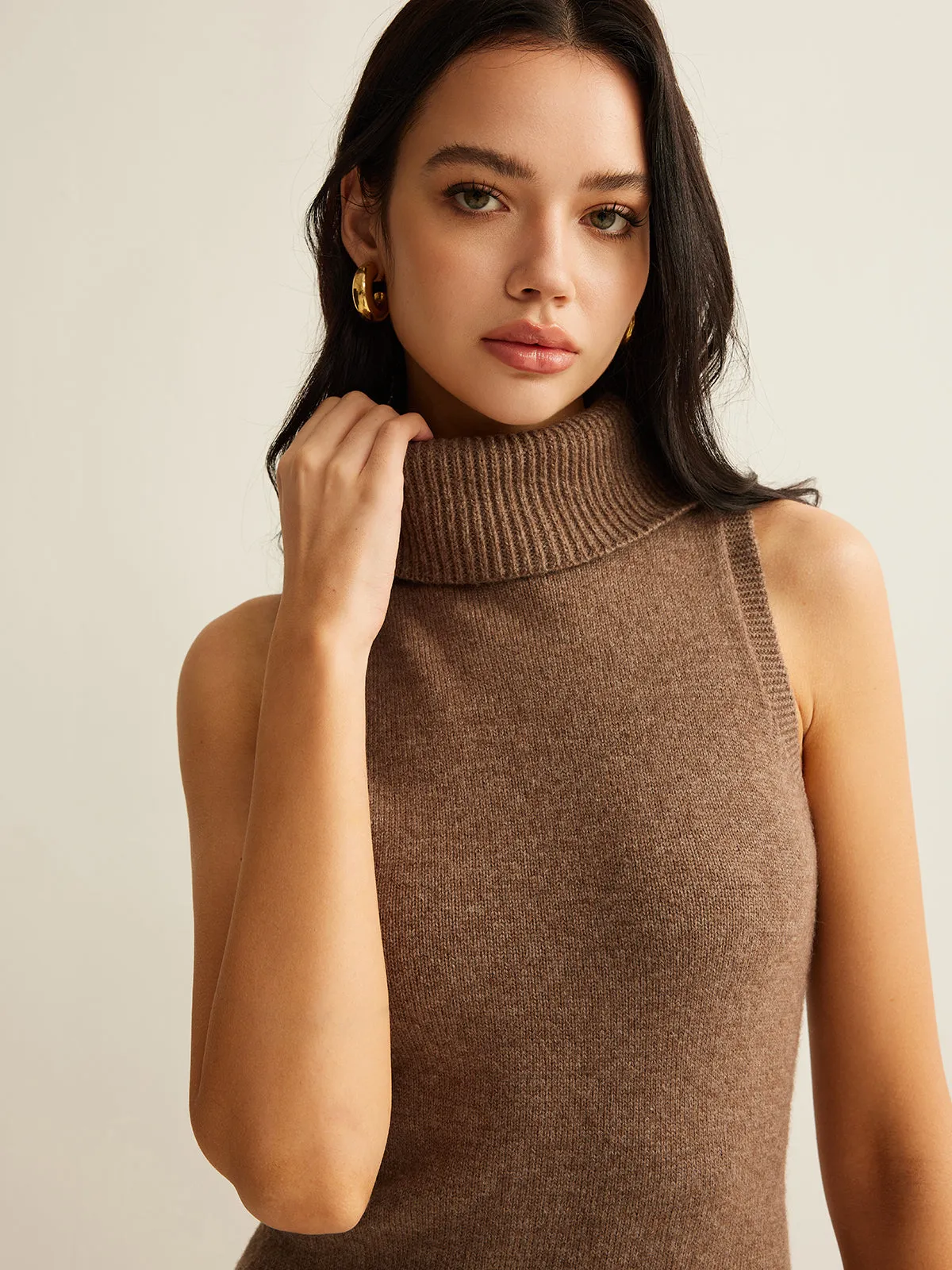 Wool-Blend Turtleneck Sweater Dress Without Belt sold by COMMENSE product image thumbnail 2