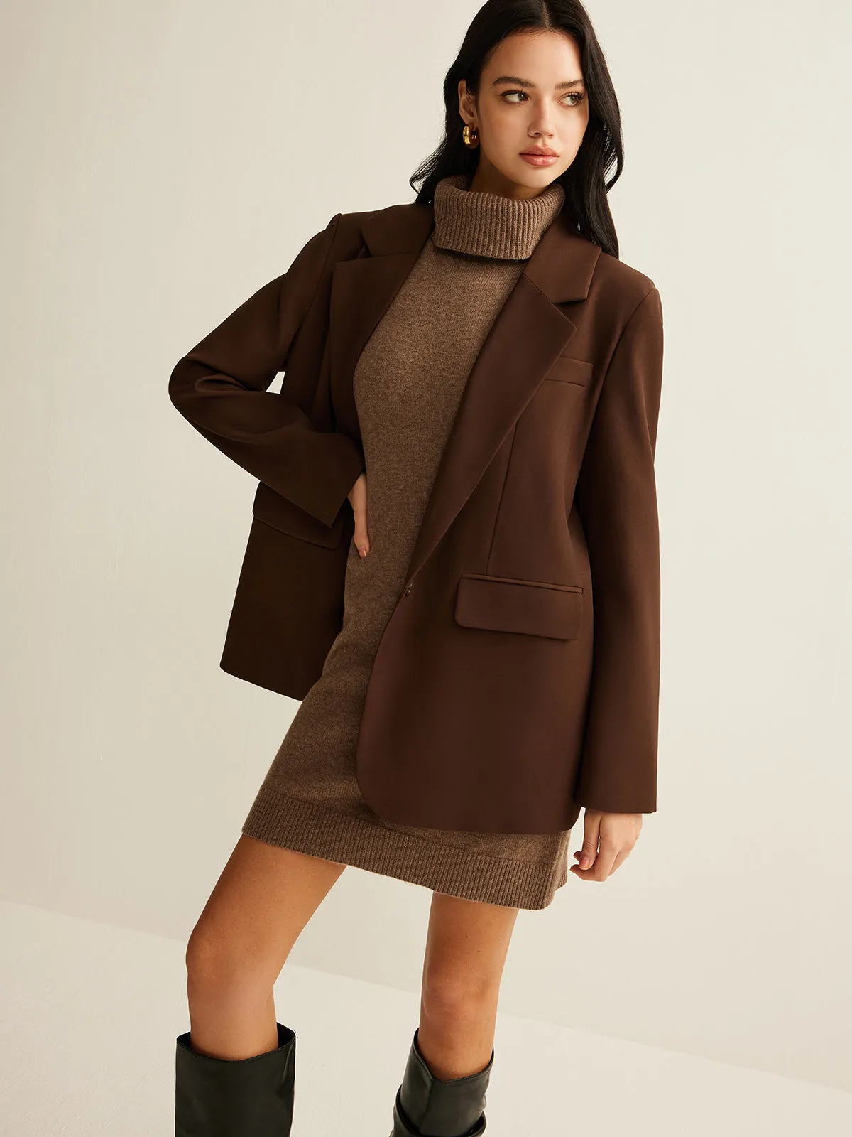 Wool-Blend Turtleneck Sweater Dress Without Belt sold by COMMENSE product image thumbnail 3