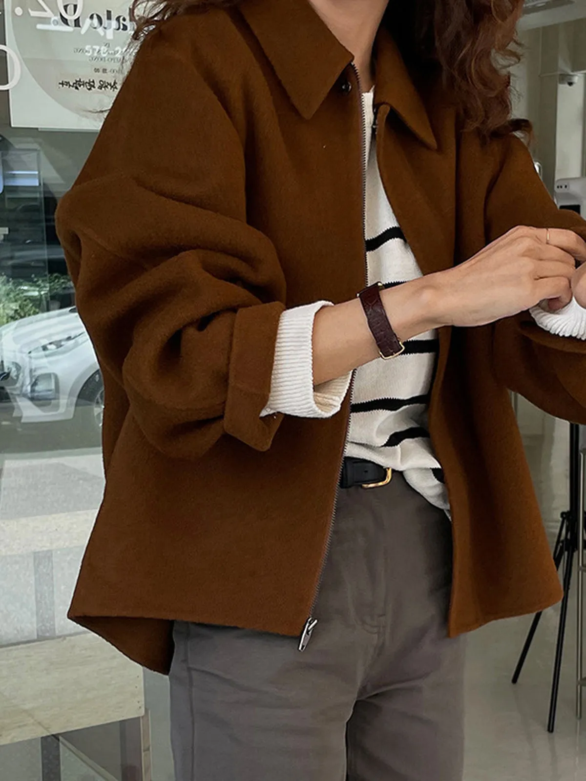 Vintage Zipper Shift Blazer sold by COMMENSE product image thumbnail 3