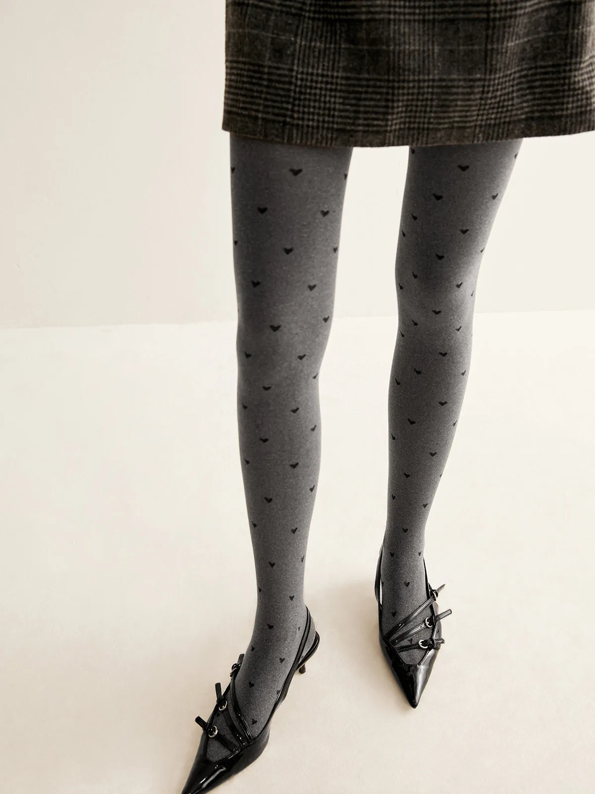 Heart Print Velvet Tights sold by COMMENSE product image thumbnail 3