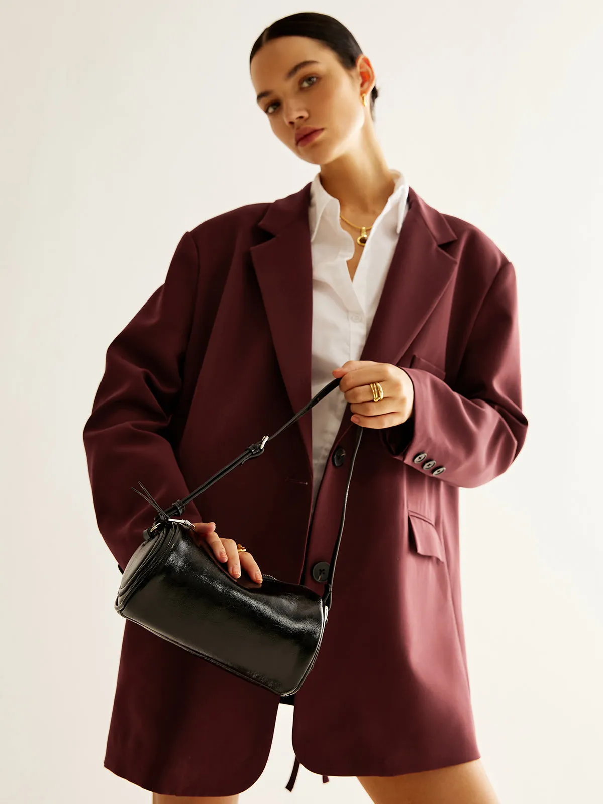 Cylindrical Zipper Bowling Shoulder Bag sold by COMMENSE product image thumbnail 4