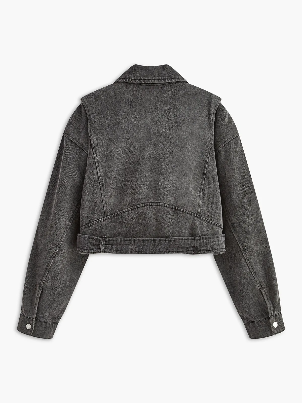 Vintage Zipper Crop Denim Jacket sold by COMMENSE product image thumbnail 2