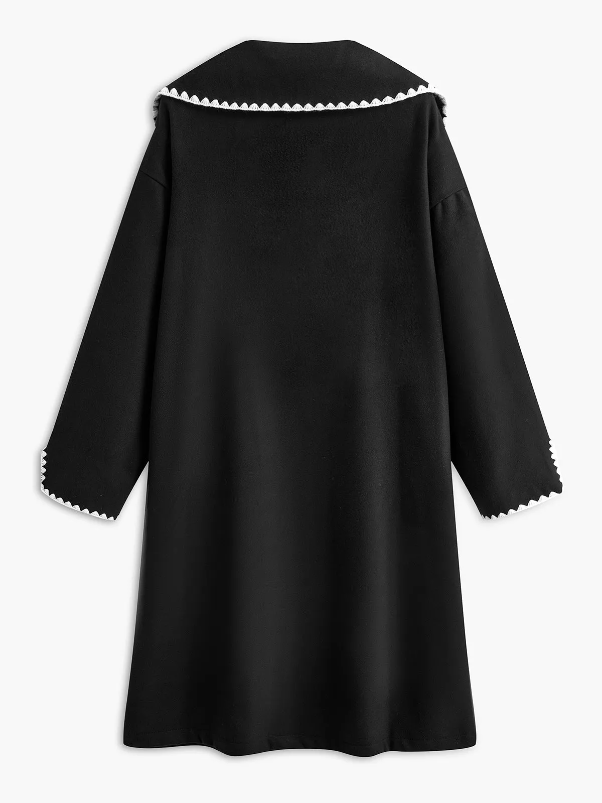 Contrast Trim Tweed Long Coat sold by COMMENSE product image thumbnail 2