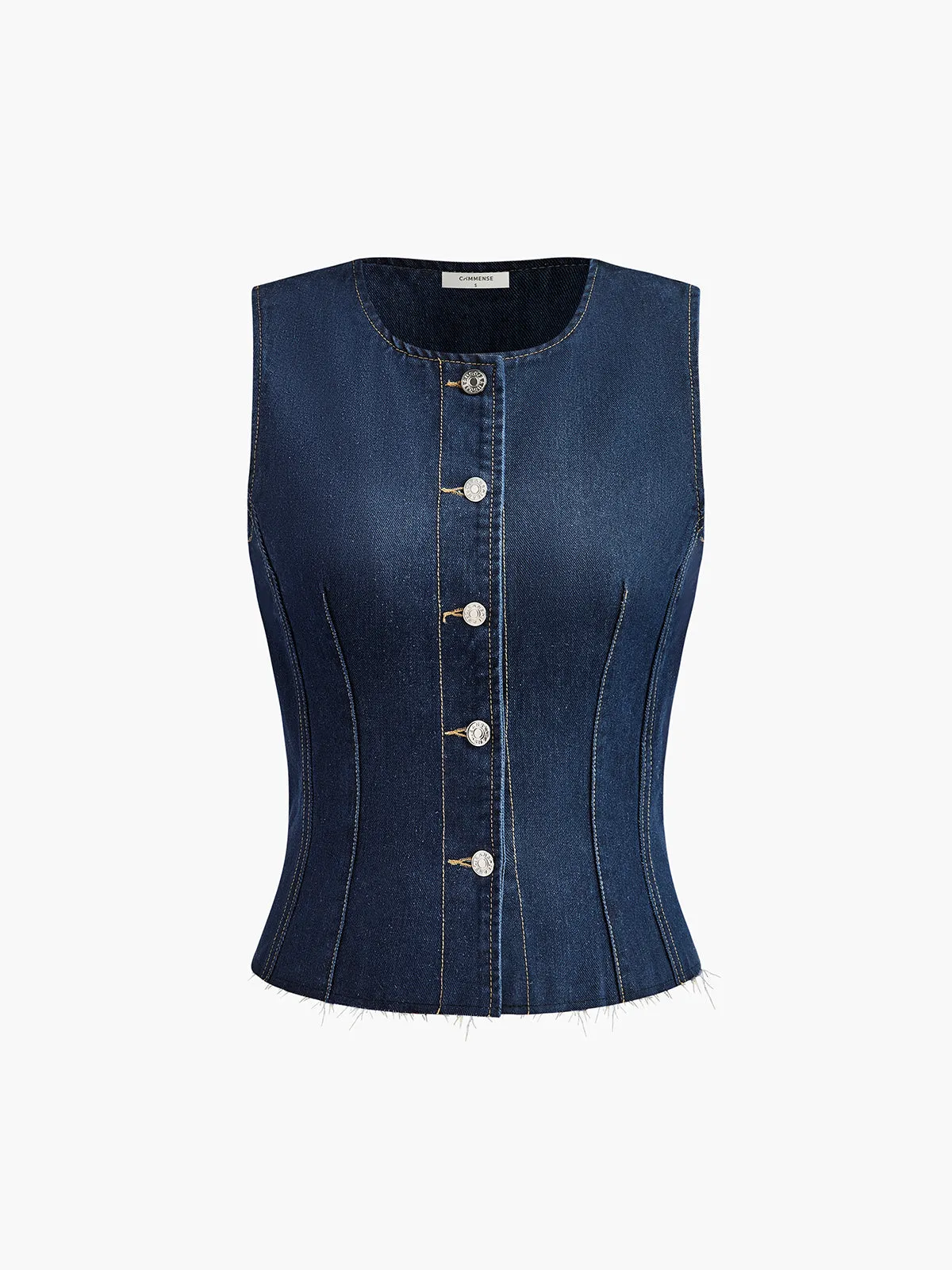 Cotton Breasted Denim Tank Top sold by COMMENSE