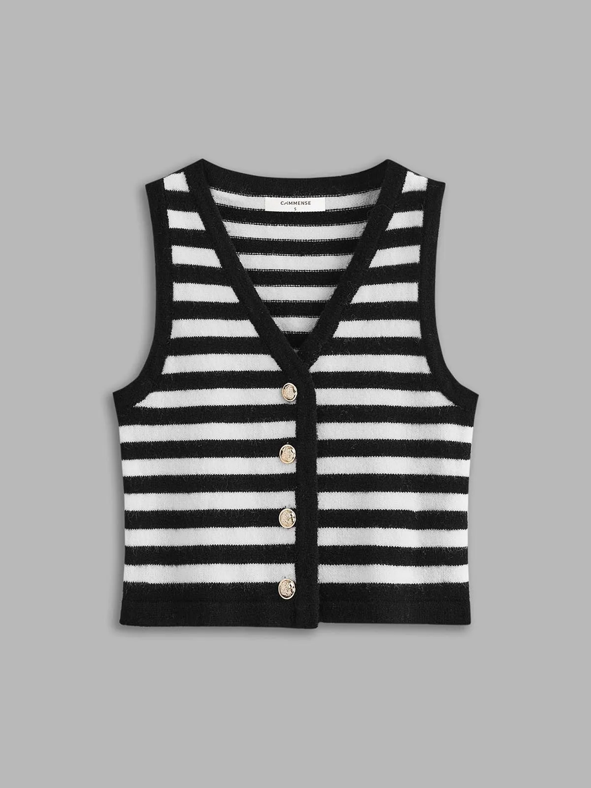 V-Neck Striped Sweater Vest sold by COMMENSE