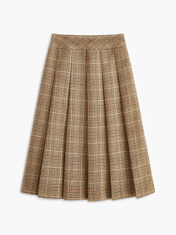 Tweed Pleated Zipper Skirt sold by COMMENSE