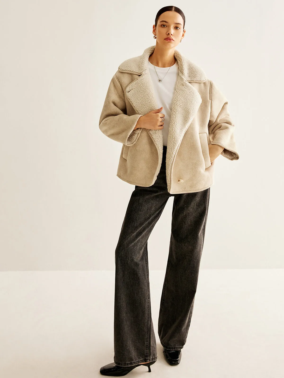 Cashmere-Blend Button Fleece Jacket sold by COMMENSE product image thumbnail 5