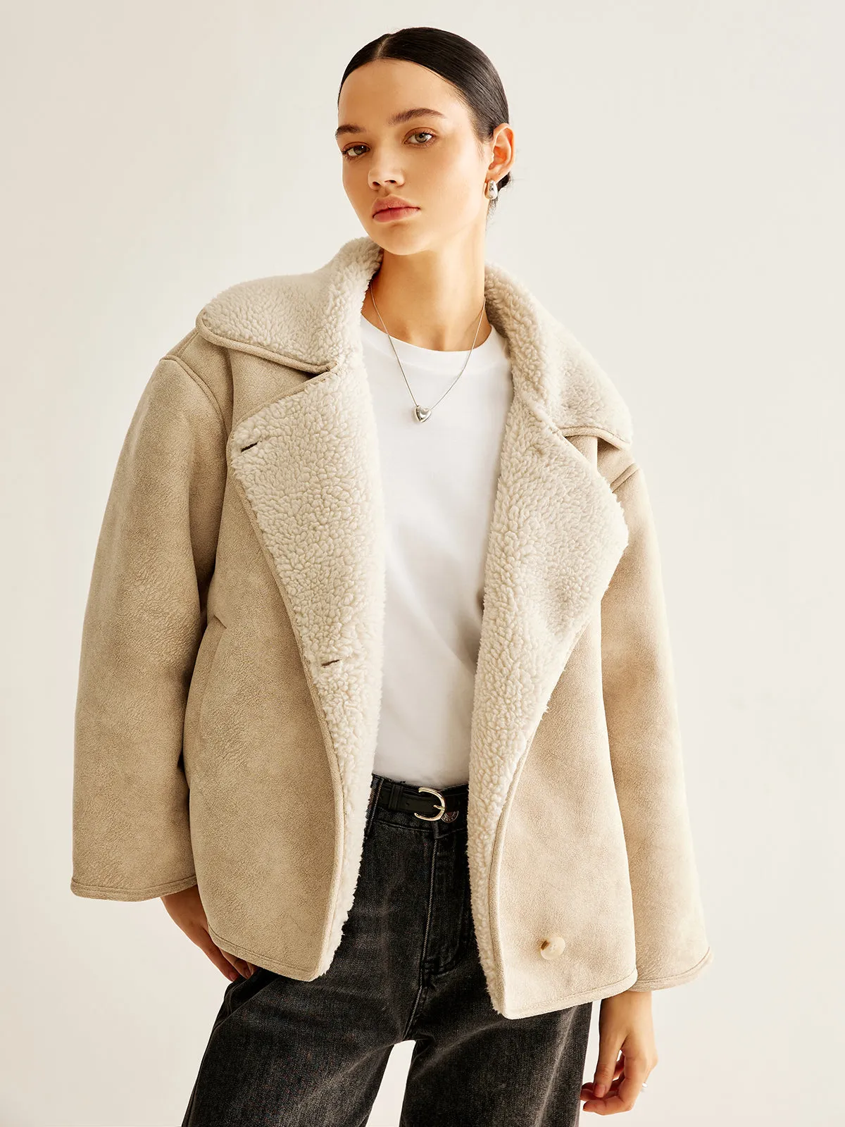 Cashmere-Blend Button Fleece Jacket sold by COMMENSE product image thumbnail 2