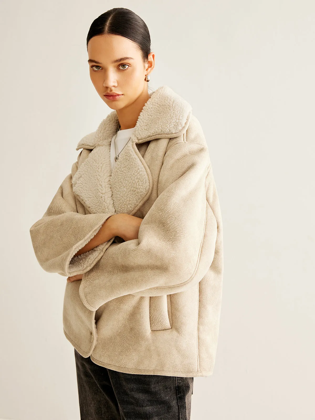 Cashmere-Blend Button Fleece Jacket sold by COMMENSE product image thumbnail 3