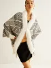 Geometric Striped Tassel Knit Minky Shawl sold by COMMENSE