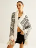 Geometric Striped Tassel Knit Minky Shawl sold by COMMENSE
